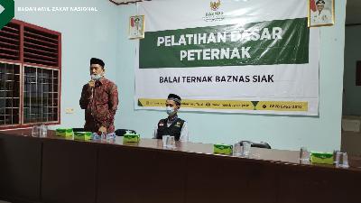 Pelatihan Dasar Peternak yang diselenggarakan oleh Badan Amil Zakat Nasional di Kampung Empang Baru, Kecamatan Lubuk Dalam, Kabupaten Siak dari 19 - 21 April 2021.