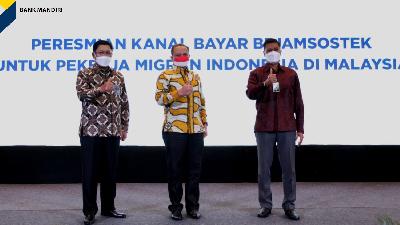 Kerja sama pembukaan kanal bayar melalui Mandiri International Remittance antara Bank Mandiri dan BPJS Ketenagakerjaan, Jakarta, Kamis, 27 Mei 2021