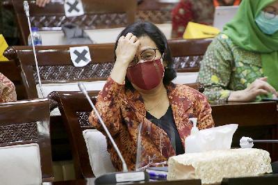 Menteri Keuangan Sri Mulyani di Kompleks Parlemen, Senayan, Jakarta, 10 Juni 2021. TEMPO/M Taufan Rengganis