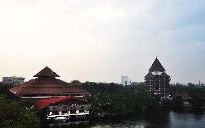 Gedung Balairung Universitas Indonesia (UI) dan Gedung Rektorat UI di kompleks Kampus UI, Depok, 2018. TEMPO/Gunawan Wicaksono