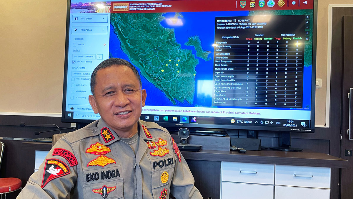 Kepala Kepolisian Daerah Sumatera Selatan Inspektur Jenderal Eko Indra Heri  di kantornya ,6 Agustus 2021.TEMPO/Linda Trianita