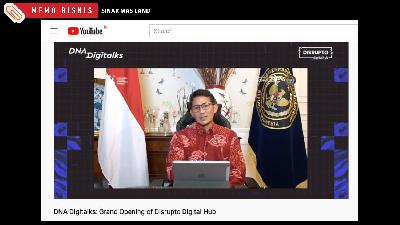 Menteri Pariwisata dan Ekonomi Kreatif, Sandiaga Uno dalam peresmian Disrupto Digital Hub secara online, 26 Agustus 2021.