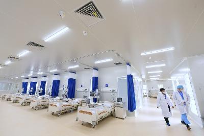Ruang perawatan Rumah Sakit Modular Pertamina di Jakarta, 6 Agustus 2021. ANTARA/Biro Pers Setpres/Muchlis Jr