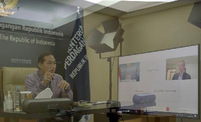 Menteri Perdagangan Muhammad Lutfi melakukan pertemuan dengan Menteri Perdagangan, Pariwisata dan Investasi Australia, Daniel Thomas Tehan yang berlangsung secara virtual di Jakarta, 3 Agustus 2021. kemendag.go.id