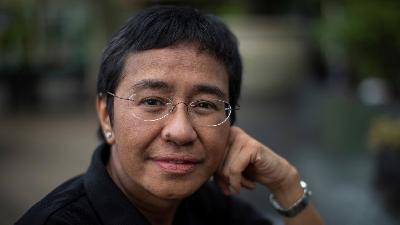 Wartawan Filipina sekaligus salah satu pemenang Hadiah Nobel Perdamaian 2021, di Taguig City, Metro Manila, 9 Oktober  2021. REUTERS/Eloisa Lopez