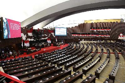 Sidang Tahunan MPR di Kompleks Parlemen, Senayan, Jakarta, 16 Agustus 2021. TEMPO/M Taufan Rengganis