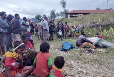 Suasana kampung Mamba Distrik Sugapa, Kabupaten Intan Jaya, Papua, usai penembakan kelompok bersenjata, 30 Mei 2020. Dok. Polda Papua