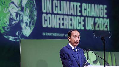 President Joko Widodo speaks during a meeting of the UN Climate Change Conference (COP26) in Glasgow, Scotland, Britain, November 2.
REUTERS / Yves Herman
