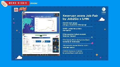 Job2Go bersama Universitas Multimedia Nusantara menggelar Job Fair yang diadakan secara virtual 26-30 Oktober 2021.
