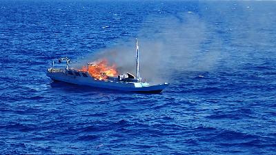 One of three boats destroyed by the Australian Maritime Border Command, off the coast of Western Australia, in September.
Australian Border Force/Facebook
