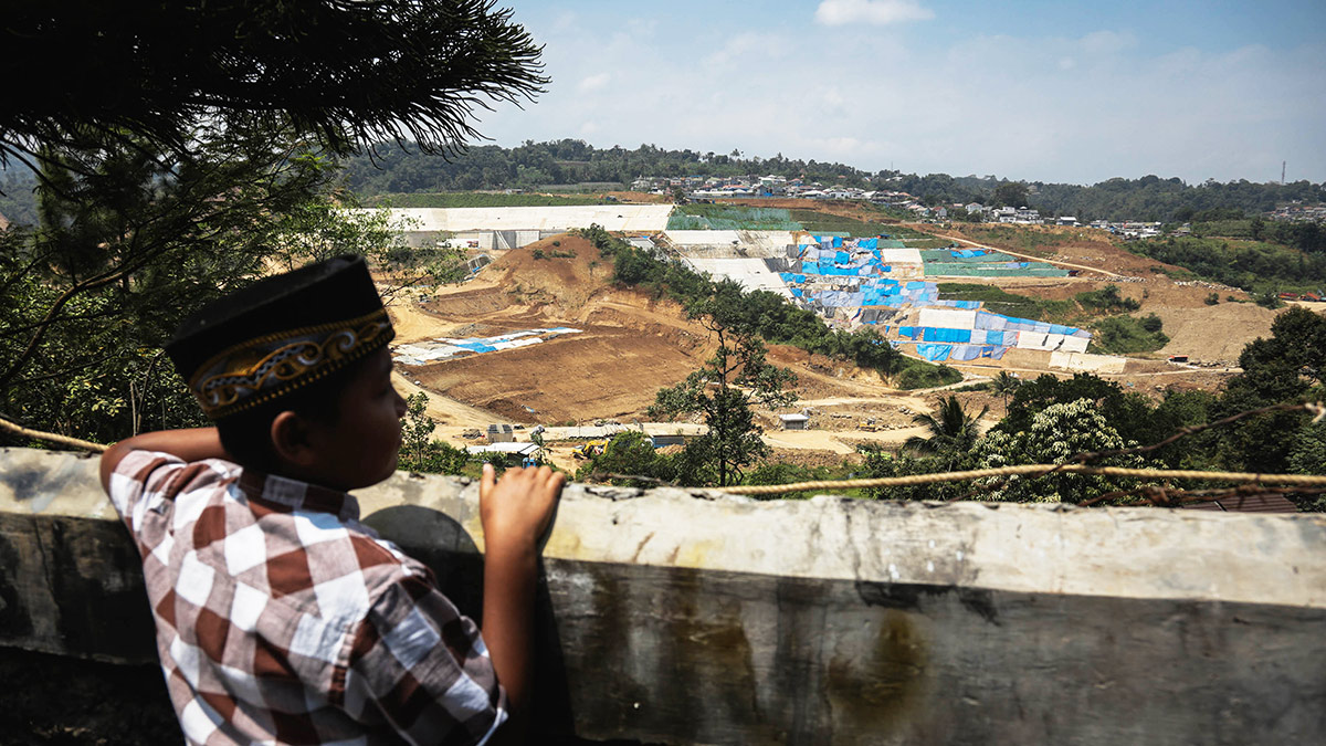 The construction site of the Ciawi and Sukamahi Dams in Ciawi, Bogor Regency, West Java, Friday, September 3, 2021. TEMPO/M Taufan Rengganis