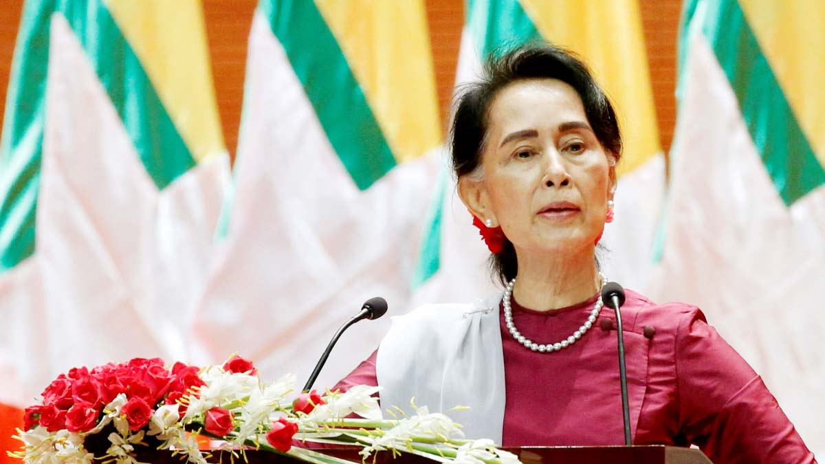  Aung San Suu Kyi di Naypyitaw, Myanmar September  2017. REUTERS/Soe Zeya Tun/File Photo