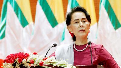  Aung San Suu Kyi di Naypyitaw, Myanmar September  2017. REUTERS/Soe Zeya Tun/File Photo