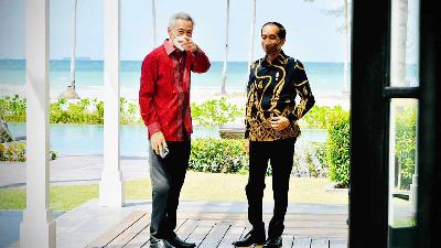 Pertemuan Presiden Joko Widodo dan Perdana Menteri Singapura Lee Hsien Loong di The Sanchaya Resort Bintan, Kepulauan Riau, 25 Januari 2022. BPMI Setpres/ Laily Rachev