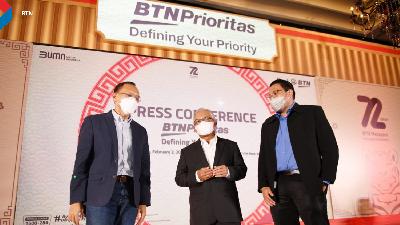 Konferensi pers peluncuran dan relaunching BTN Prioritas “Defining Your Priority” di Jakarta, Rabu, 2 Februari 2022.