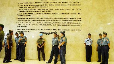 Sejumlah jenderal (perwira tinggi/pati) Tentara Nasional Indonesia (TNI)  di Markas Besar (Mabes) TNI, Cilangkap, Jakarta Timur, September 2013. TEMPO/Imam Sukamto