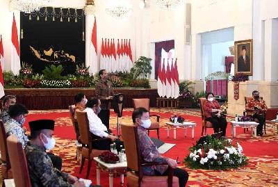 Presiden Joko Widodo, melaksanakan pertemuan dengan para ketua umum partai politik koalisi di Istana Negara, Jakarta, 25 Agustus 2021. presidenri.go.id/BPMI Setpres/Rusman