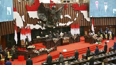 Suasana sidang tahunan MPR d di Gedung Nusantara, Kompleks Parlemen, Senayan, Jakarta,  Agustus 2021. TEMPO/M Taufan Rengganis