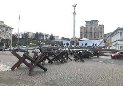 Suasana alun-alun Kemerdekaan di Kyiv, Ukraina, 9 April 2022. TEMPO/Raymundus Rikang