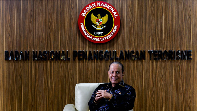 Kepala Badan Nasional Penanggulangan Terorisme (BNPT) Boy Rafli Amar saat wawancara dengan Tempo di Jakarta, 27 April 2022. TEMPO/Tony Hartawan
