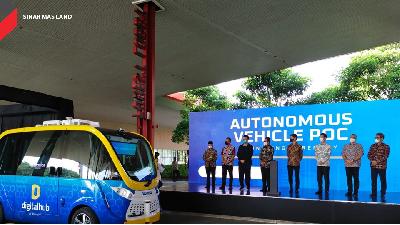 Peluncuran kendaraan listrik otonom di Q Big BSD City, Kabupaten Tangerang, Jumat 20 Mei 2022.