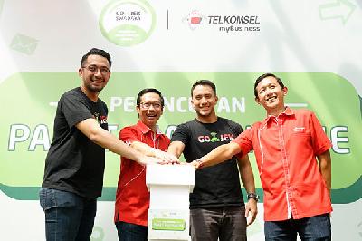 Peluncuran Paket Siap Online yang merupakan kerjasama antara Gojek dan Telkomsel, di Jakarta, Juli 2018. Foto: Dokumentasi Telkomsel