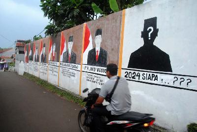 Mural Pemilihan Presiden 2024 di Kedung Halang, Kota Bogor, Jawa Barat, 13 Juni 2022. ANTARA/Arif Firmansyah