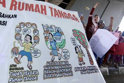 Aksi pekerja rumah tangga (PRT) di Makassar. Dok Tempo/Fahmi Ali