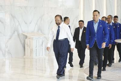 Ketua Umum Partai NasDem Surya Paloh dan Ketua Umum Partai Demokrat Agus Harimurti Yudhoyono bertemu di Kantor DPP Nasdem, Jakarta, 23 Juni 2022. TEMPO/Muhammad Hidayat