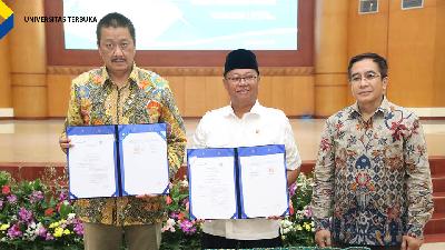 Penandatanganan Nota Kesepahaman antara Garuda Indonesia dengan Universitas Terbuka, Jumat, 24 Juni 2022.