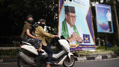 A banner of Anies Baswedan for President 2024 at the Gasibu area, Bandung, West Java, May 20, 2022. TEMPO/Prima Mulia