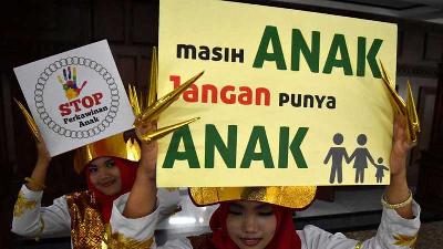 Kampanye Gerakan Stop Perkawinan Anak di Jawa Tengah, Semarang. ANTARA/Aditya Pradana Putra