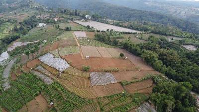 Lahan pertanian dan hutan lindung milik KLHK di wilayah Desa Pancawati, Caringin, Kabupaten Bogor, 30 Juni 2022. TEMPO/M.A MURTADHO