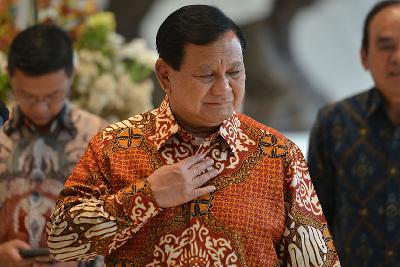 Menteri Pertahanan Prabowo Subianto di Jakarta, 1 Juni 2022. TEMPO/ Febri Angga Palguna