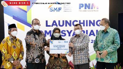 The inauguration of cooperation between PT Permodalan Nasional Madani (PNM) and PT Sarana Multigriya Finansial (Persero) to provide financing facilities for PNM Mekaar Syariah customers, July 26, 2022.