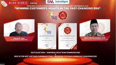 BAZNAS mendapatkan penghargaan Indonesia Customer Experience
Champion 2022 dan Indonesia Sales Team Champion 2022 dari Majalah SWA dan Business Digest, Selasa 9 Agustus 2022.