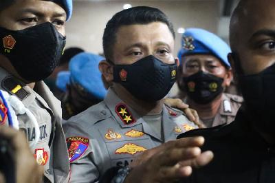 Kepala Divisi Profesi dan Pengamanan Polri non-aktif Inspektur Jenderal Ferdy Sambo tiba untuk menjalani pemeriksaan di Bareskrim Mabes Polri, Jakarta, 4 Agustus 2022. TEMPO/ Hilman Fathurrahman W