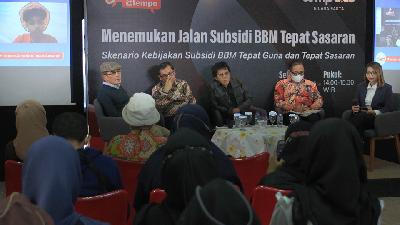 Diskusi Ngobrol @Tempo bertajuk “Menemukan Jalan Subsidi BBM Tepat Sasaran” di Gedung Tempo, Jakarta pada Selasa, 30 Agustus 2022.