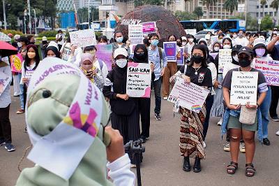 Aksi Hari Perempuan Internasional di Pantung Kuda, Jakarta, 8 Maret 2022. Dok Tempo/Faisal Ramadhan