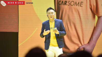 Eric Cheng, CARSOME Co-founder dan Group CEO, memberikan kata sambutan di acara peluncuran CARSOME Certified Lab di Cakung, Jakarta Timur pada Kamis, 8 September 2022.