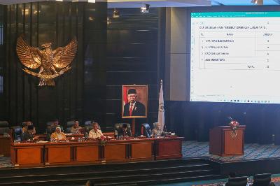 Rapat Pimpinan Gabungan (Rapimgab) DPRD DKI Jakarta menentukan usulan nama calon pejabat Gubernur di Jakarta, 13 September 2022. TEMPO / Hilman Fathurrahman W