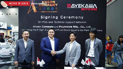 Penandatanganan kerja sama antara PT Anson Esindo Lestari dan PT. Anson Trading Indonesia (Anson Company) dengan Mayekawa Mfg., Co., Ltd. (Mayekawa Jepang), Jakarta, 23 September 2022.