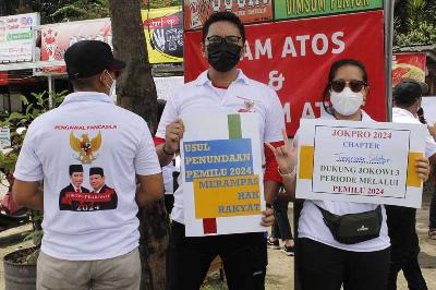 Dukungan relawan Jokpro 2024 di Ciputat Timur, Tanggerang Selatan, 12 Maret 2022. Tempo/Magang/Muhammad Syauqi Amrullah