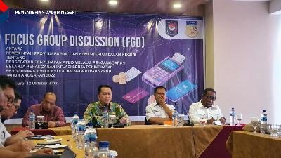 Focus Group Discussion (FGD) antara Pemerintah Provinsi Papua dan Kementerian Dalam Negeri tentang Percepatan Penyerapan APBD melalui Penganggaran Belanja, Penanganan Inflasi Serta Peningkatan Penggunaan Produksi Dalam Negeri pada APBD Tahun Anggaran 2022, Jayapura, 12 Oktober 2022.
