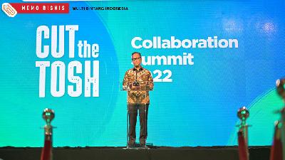 Menteri Perindustrian Agus Gumiwang Kartasasmita memberikan sambutan pada acara Cut the Tosh Collaboration Summit, 18 Oktober 2022.