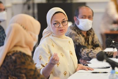 Kepala Badan Pengawas Obat dan Makanan (BPOM), Penny K. Lukito memberi keterangan saat konferensi pers soal pengawasan obat sirup di kantor BPOM, Jakarta, 23 Oktober 2022. TEMPO/ Febri Angga Palguna
