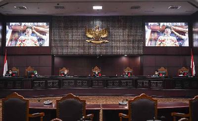 Sdang uji Materiil Undang-Undang Nomor 7 Tahun 2017 tentang Pemilihan Umum di Gedung Mahkamah Konsitusi, Jakarta, 20 Oktober 2022. ANTARA/M Risyal Hidayat