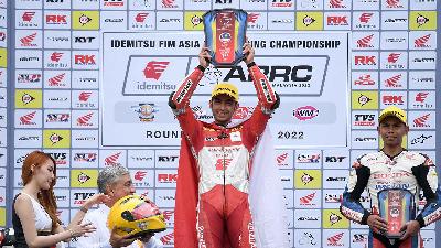Andi Farid Izdihar saat memenangkan Asia Road Racing Championship Malaysia 2022 kelas Supersport 600, di Sirkuit Sepang, Malaysia, 8 Oktober 2022/asiaroadracing.com