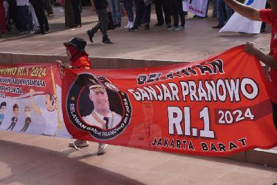 Aksi Sumpah Relawan Dukung Total Ganjar Pranowo Menuju RI 1 2024 di Taman Proklamasi, Jakarta, 28 Oktober 2022. TEMPO/MAGANG/Abdullah Syamil Iskandar