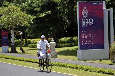 Suasana menjelang G20 di Bali Nusa Dua Convention Center, Bali, 16 Oktober 2022. ANTARA/Nyoman Hendra Wibowo